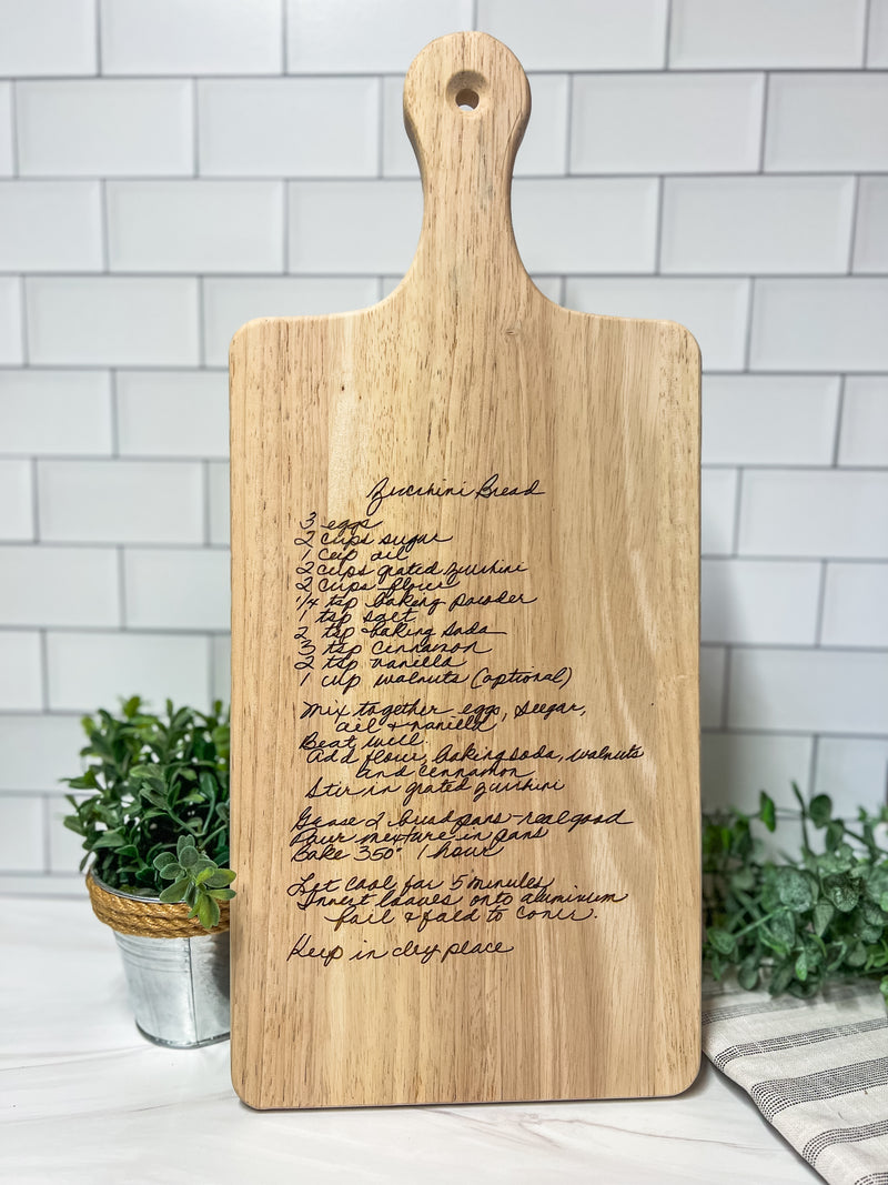 Custom Heirloom Engraved Recipe Cutting Board