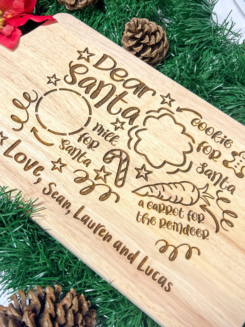 Santa Treat Cutting Board with Stars - Custom Engraved