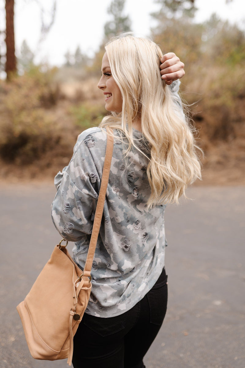 No Need To Be Distressed Top In Camo