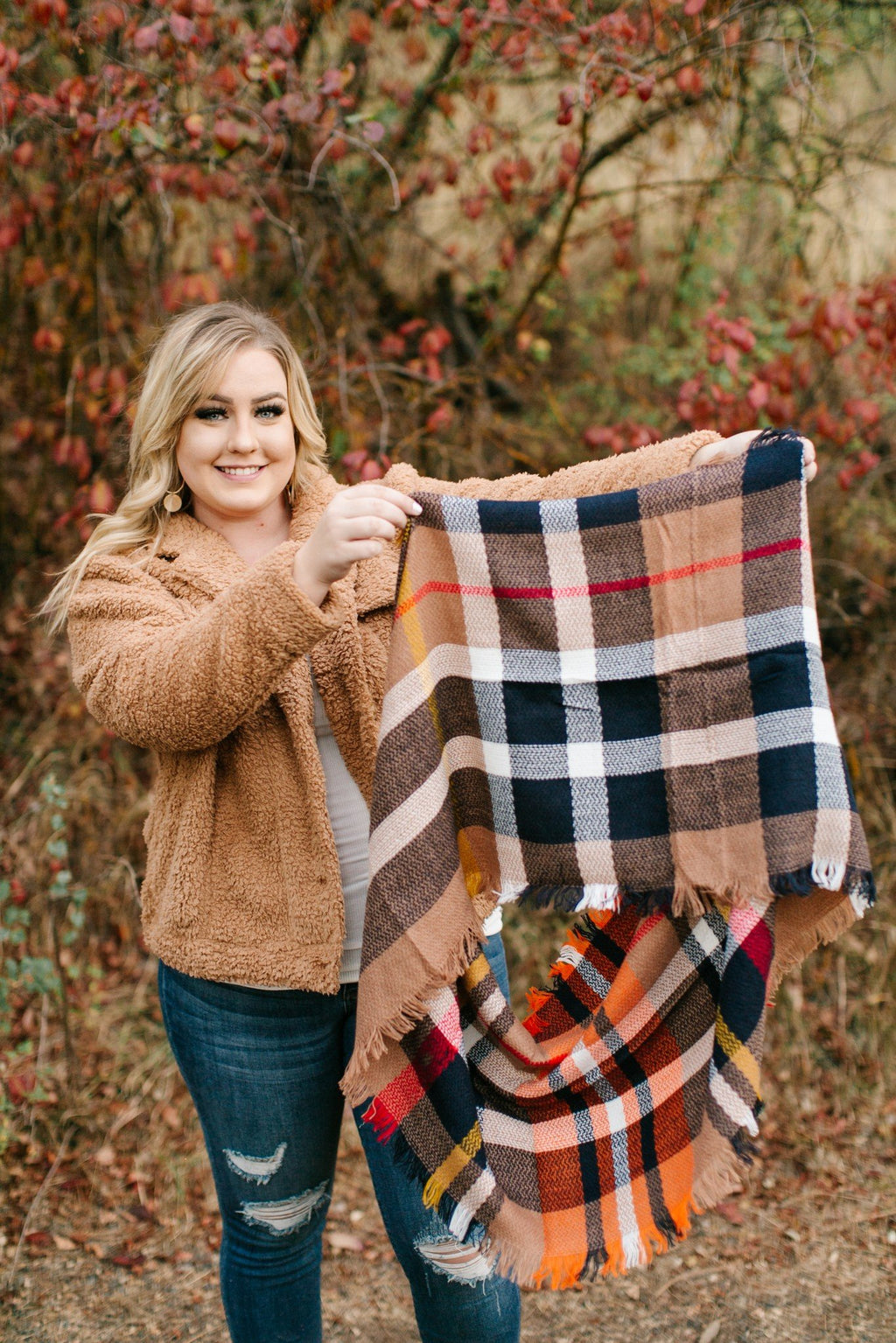 All Tied Up In You Pumpkin Plaid Infinity Scarf
