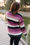 Keep Me In Mind Color Block Sweater In Plum Rose