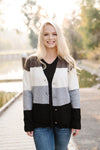Simply The Best Color Block Button Up Sweater