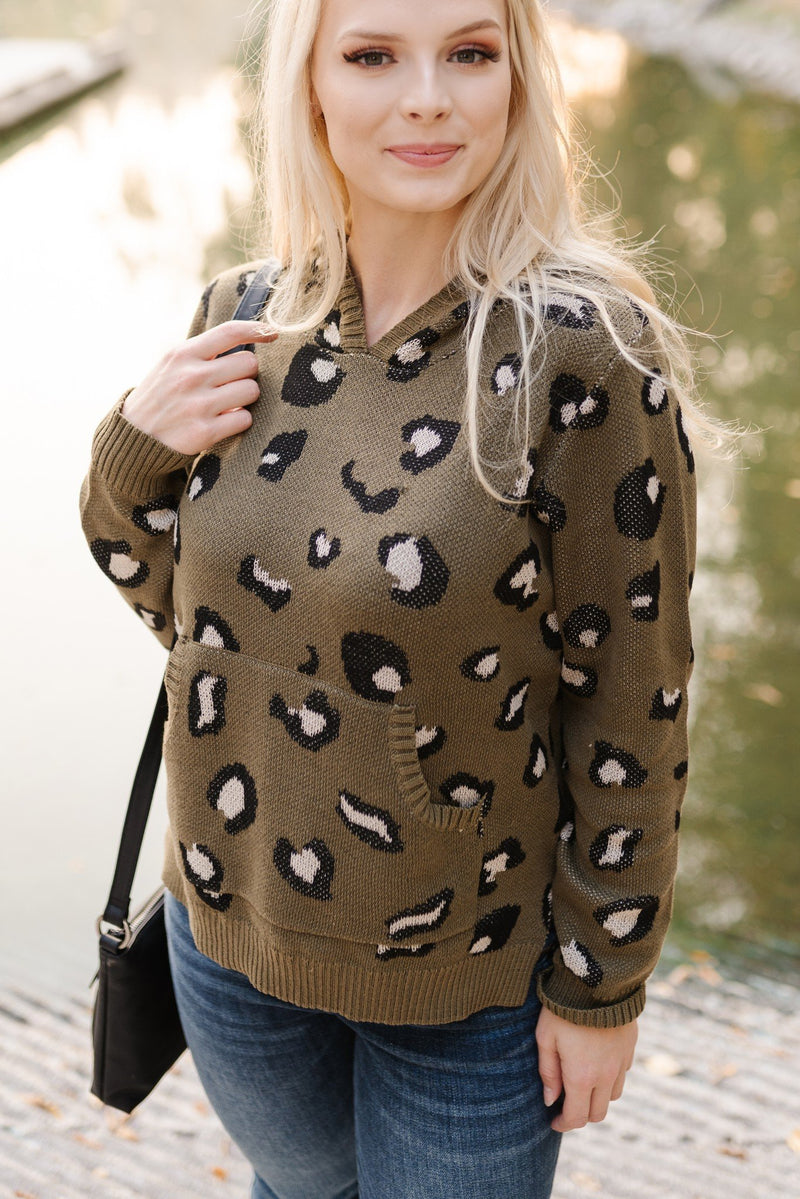 Whole Situation Leopard Sweater In Olive