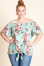 Buttery soft floral off the shoulder top