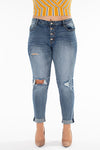 Mid Rise Button Fly Jeans