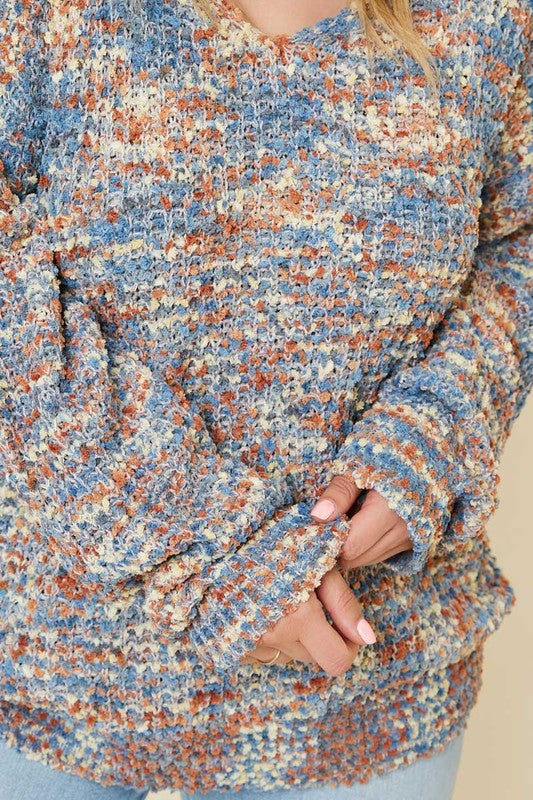 Blended Twist Back Sweater - Blue Brick Blend
