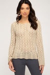 Bell Sleeve Crochet Sweater - Beige