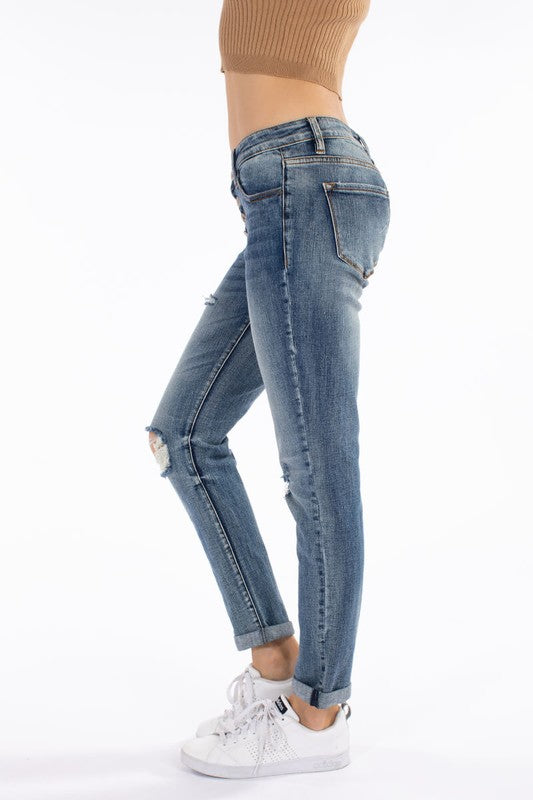 Mid Rise Button Fly Jeans