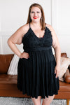 Dancing Queen Little Lace Dress in Midnight Black