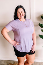 Decorate My World Button Top In Lavender - clearance