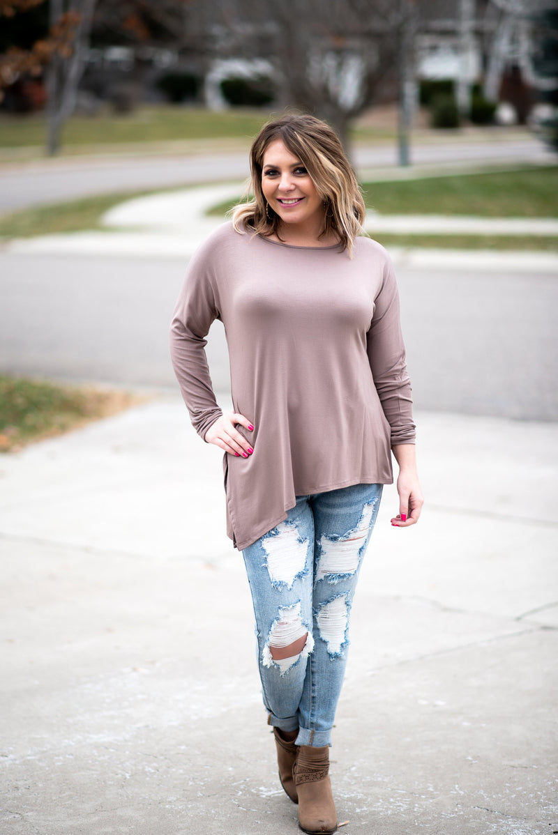 So Basically Perfect Top In Taupe
