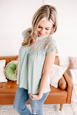 Lace You For It Top In Seafoam