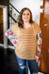 Florals On The Line Mustard Striped Hoodie
