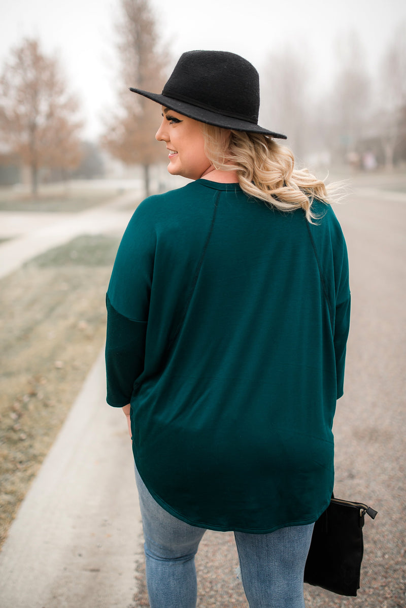 Teal The Show Fleece Lined Top