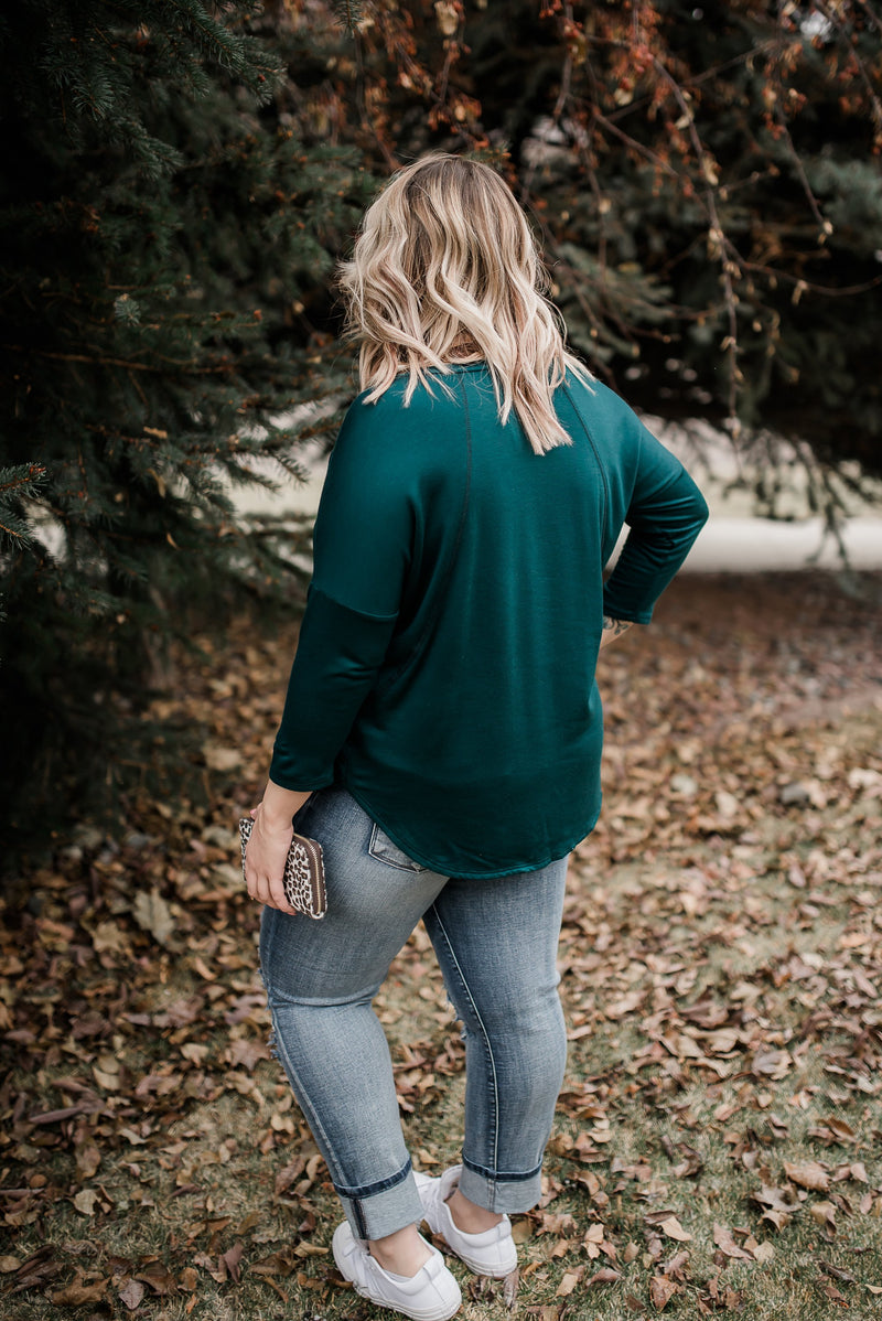 Teal The Show Fleece Lined Top