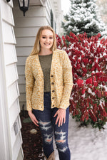 Born To Fly Gold Cheetah Button Front Cardigan