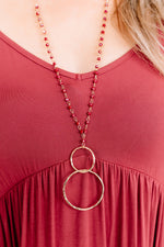 Forever And Ever Necklace and Earrings Set In Crimson