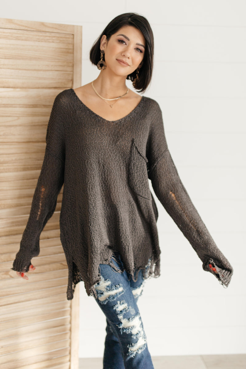 Distressed and Proud Sweater in Black