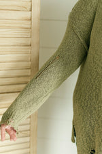 Distressed and Proud Sweater in Moss