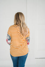Florals On The Line Mustard Striped Hoodie