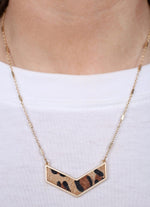 Leopard Print Chevron Bar Necklace