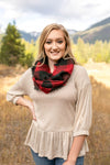 All Tied Up In You Red & Black Plaid Infinity Scarf