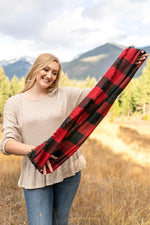 All Tied Up In You Red & Black Plaid Infinity Scarf