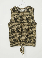 Camo Knot Front Tank Top