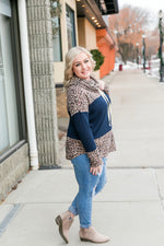 One Cool Cat Navy Cowl Neck Top