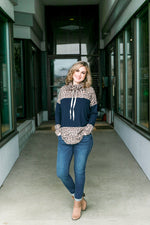 One Cool Cat Navy Cowl Neck Top