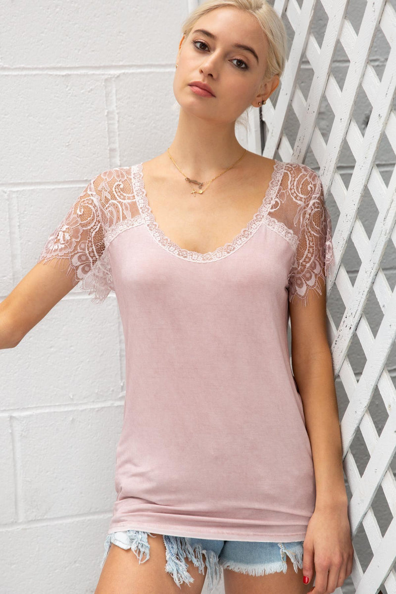 Delicate Pink Lace Tee