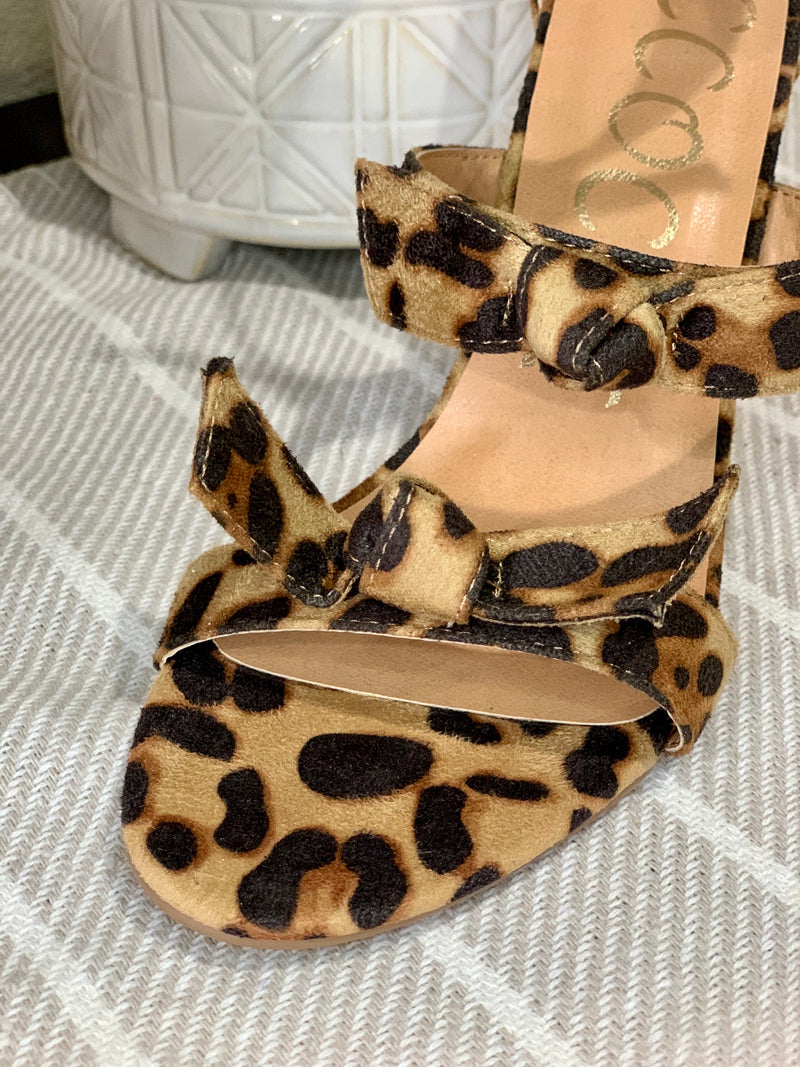Leopard Bow Wedge Sandals