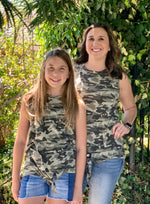 Camo Knot Front Tank Top