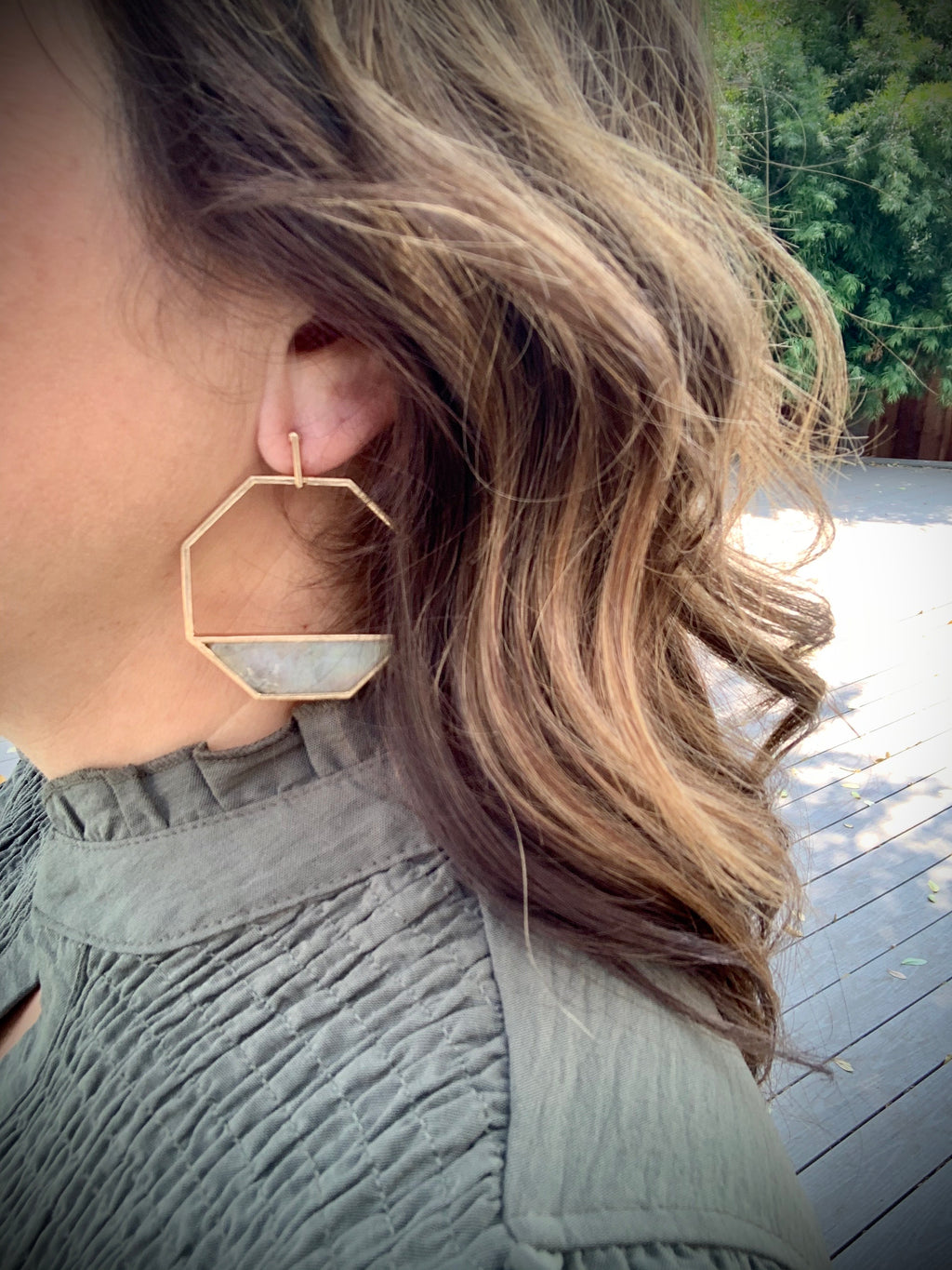 Octagon Stone Earrings