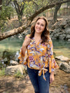 Bell Sleeve Fall Florals Top - MULTIPLE COLORS